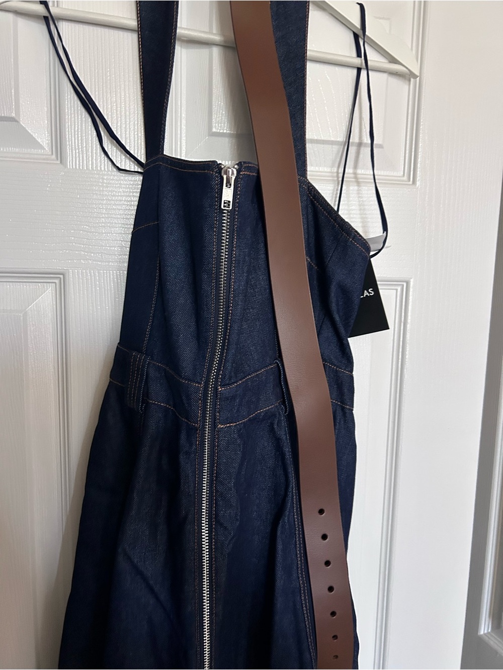 NWT NICHOLAS Anastasia Utility Halterneck Denim Indigo Midi Belted Dress 2 - Picture 11 of 17
